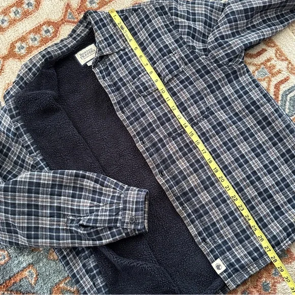 Boston Traders Blue Plaid Sherpa Fleece Lined Shacket Flannel Jacket XL Gorpcore - Picture 6 of 6